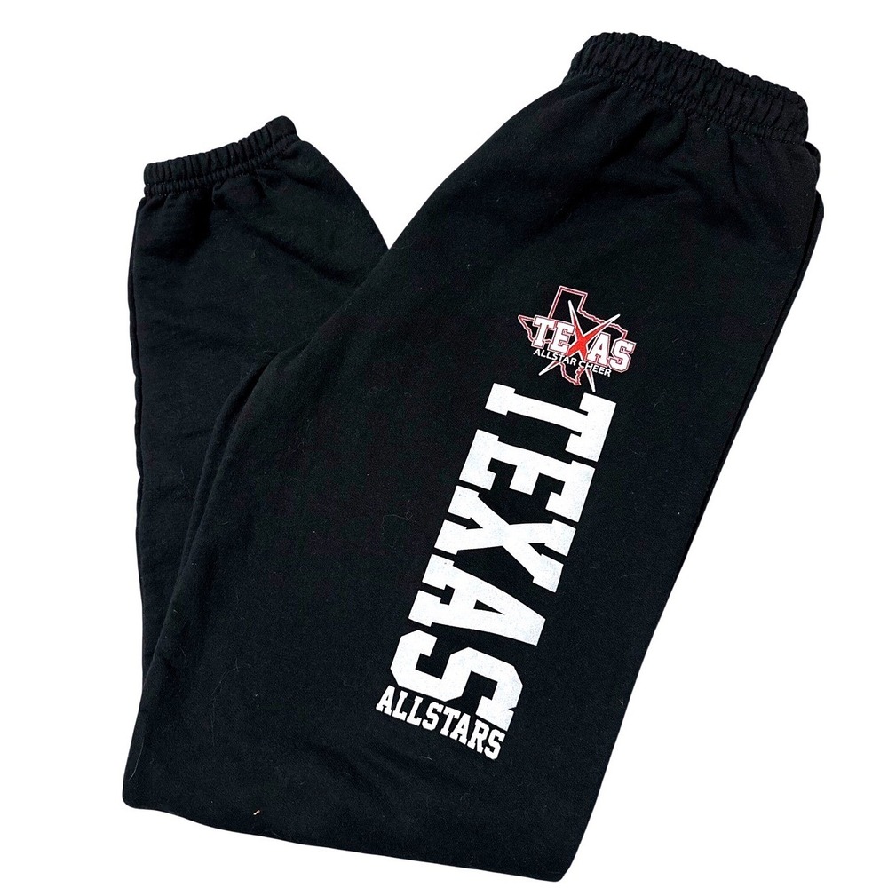 Gildan Texas Allstar Cheer Sweatpants Black Graphic Joggers Small